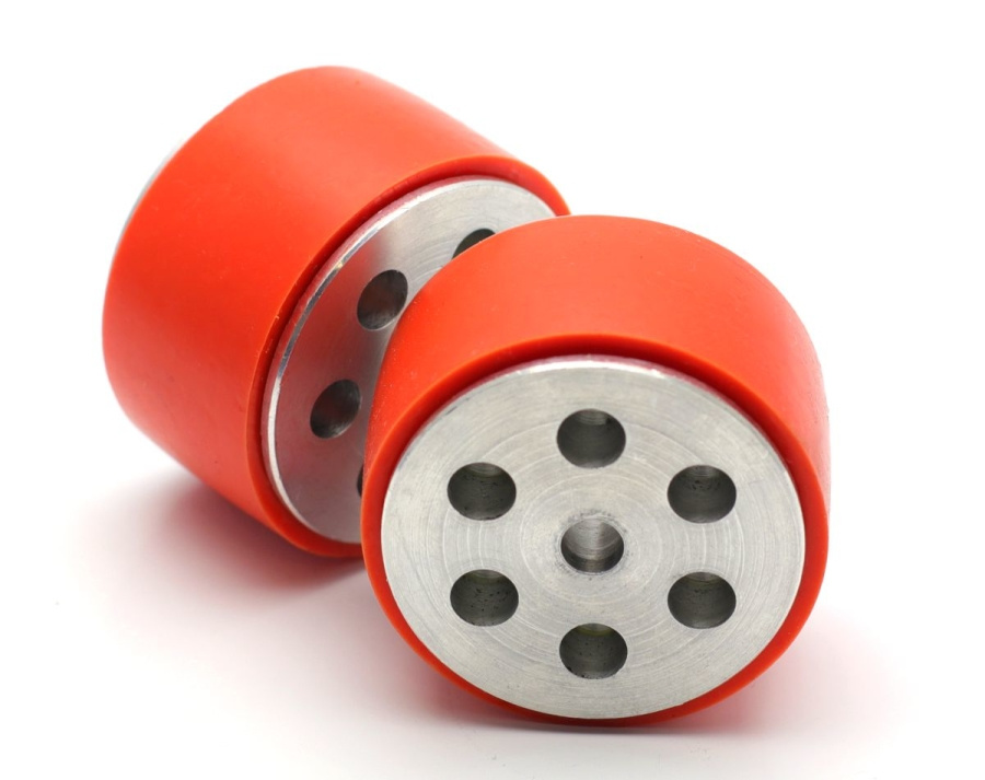 JS5230 Aluminum - Silicone Wheel Set (51 x 30mm - Pair). Rodamientos para robot sumobot.